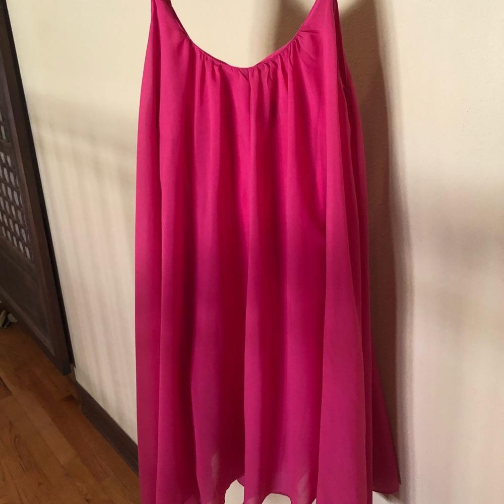 Sanctuary chiffon, hot pink summer dress.